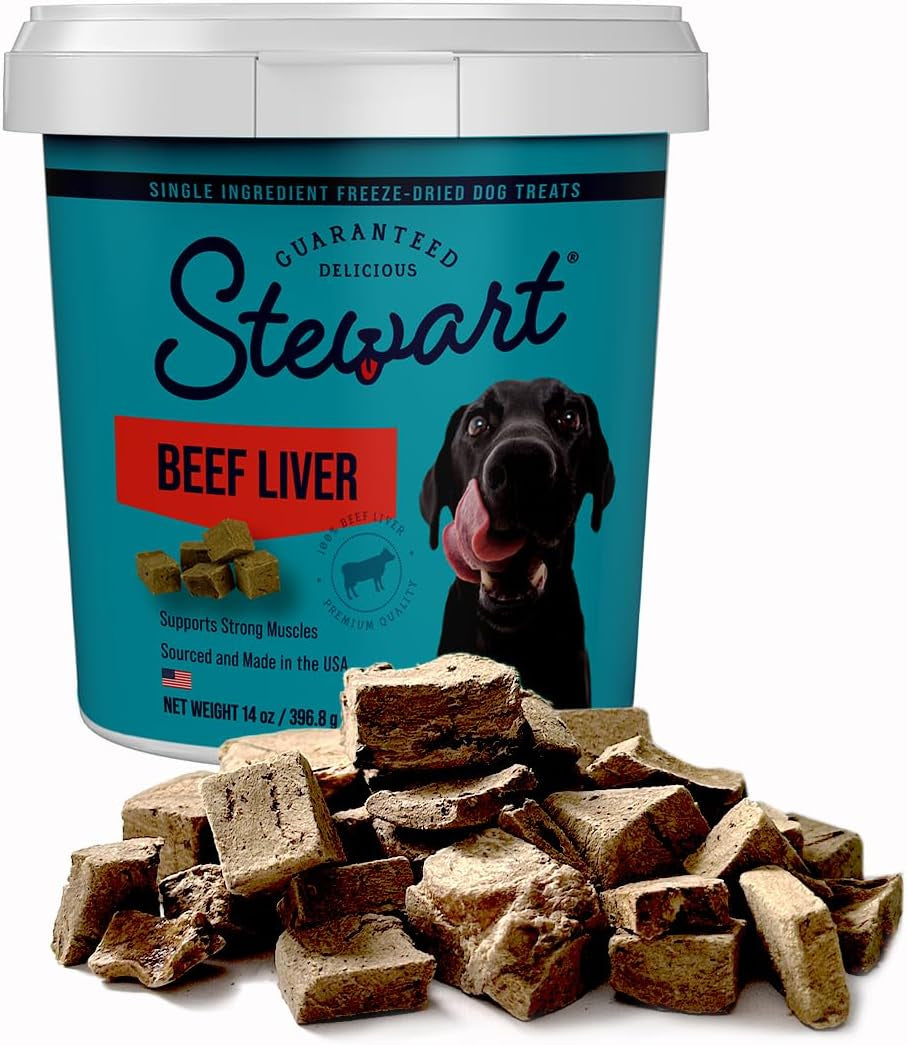 Beef Liver Dog Treats, 14 Oz, ~315 Pieces, Freeze Dried Raw, Single Ingredient, 50% Protein Training Treats or Meal Topper in a Resealable Tub, Grain Free, Gluten Free
